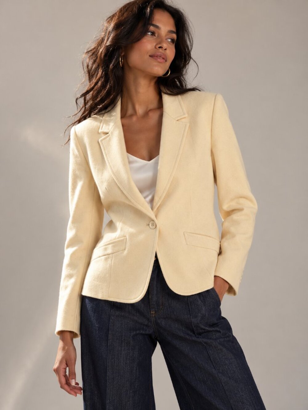Pendleton Vintage Virgin Wool Single Button Blazer Jacket Buttercream | Size S